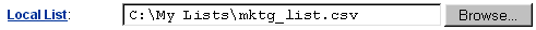 Web Interface Local Lists