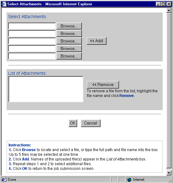 Web Interface Select Attachments