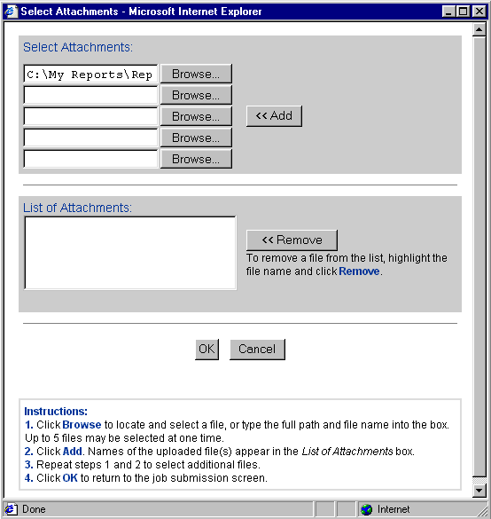 Web Interface Select Attachments